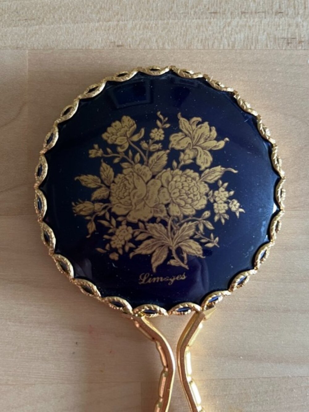 Vintage Limoges Floral Hand Mirror